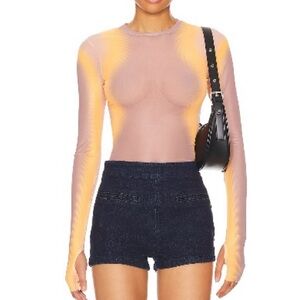 Sheer Long Sleeve Top - Peach and Orange